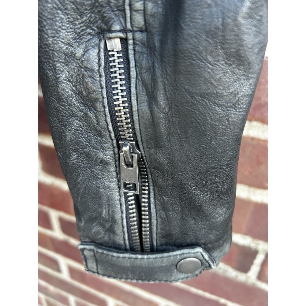 Women's ALL SAINT'S Cargo Biker Jacket Black Distressed Look US Sz 6 - Picture 7 of 10